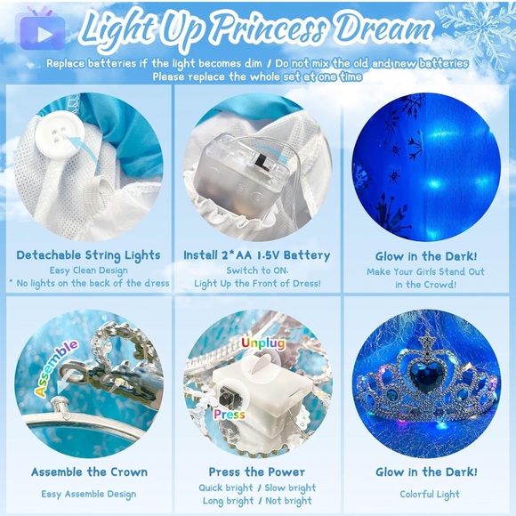 NWT Light Up Princesses Costume with Accessories Sz 4T - Picture 5 of 6